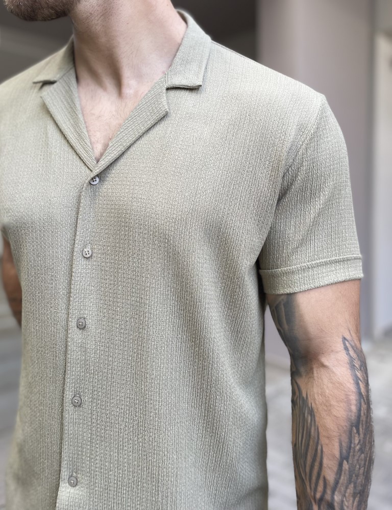 Ανδρικό χακί κοντομάνικο πουκάμισο TST1310X φωτογραφία